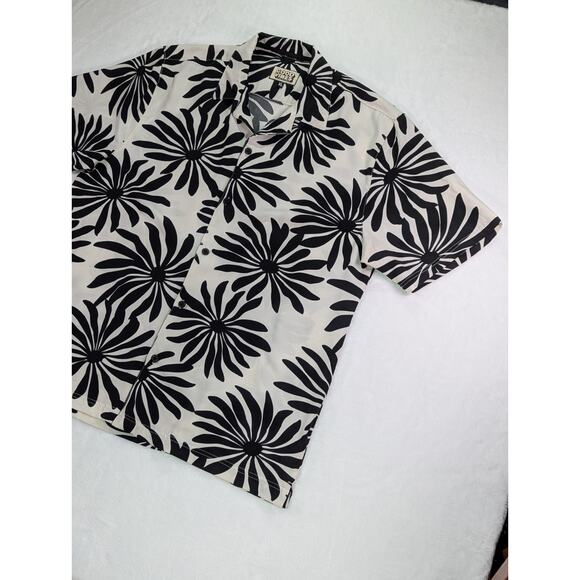 Good Vibes by Drill Size XL Black & White Hawaiian Button Up Short Sleeve Shirt - Picture 4 of 12